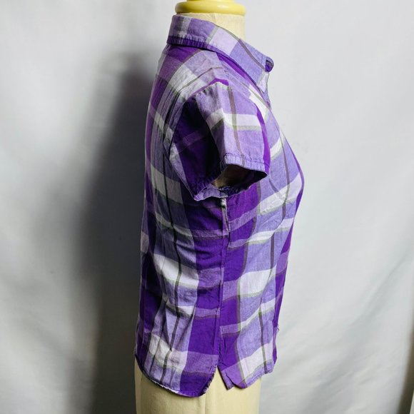 Arizona jeans junior shirts size small checked purple 100% cotton - Picture 3 of 4